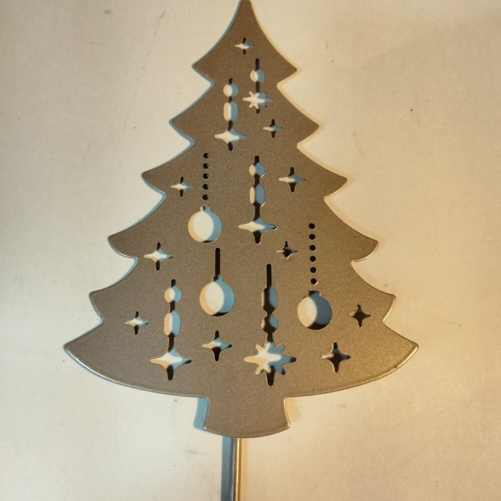 Gold Metal Tree Yard Stake Outdoor Garden Décor  Holiday Time Decoration 17Inch
